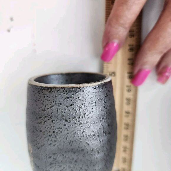 Utsuwa No Yakata Japanese Sake Set Dispenser 4 Cups Black Ceramic New In Box - Picture 10 of 16